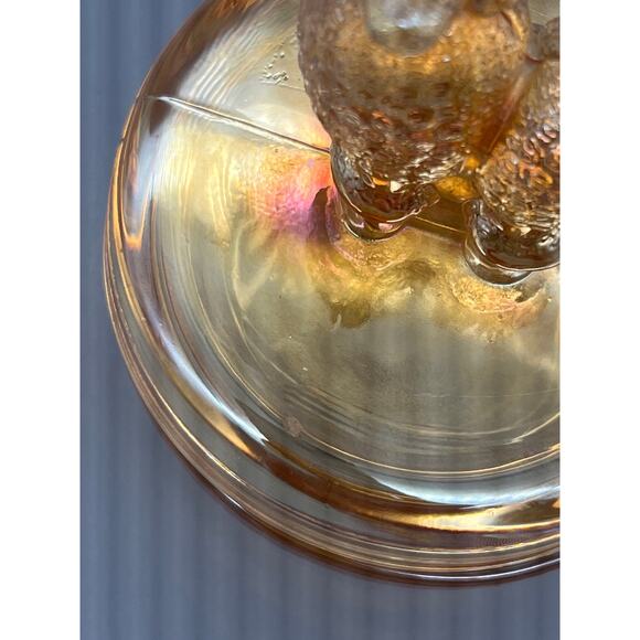 Antique Jeannette Marigold Iridescent Poodle Dog Powder Jar Trinket Glass READ - Picture 7 of 12